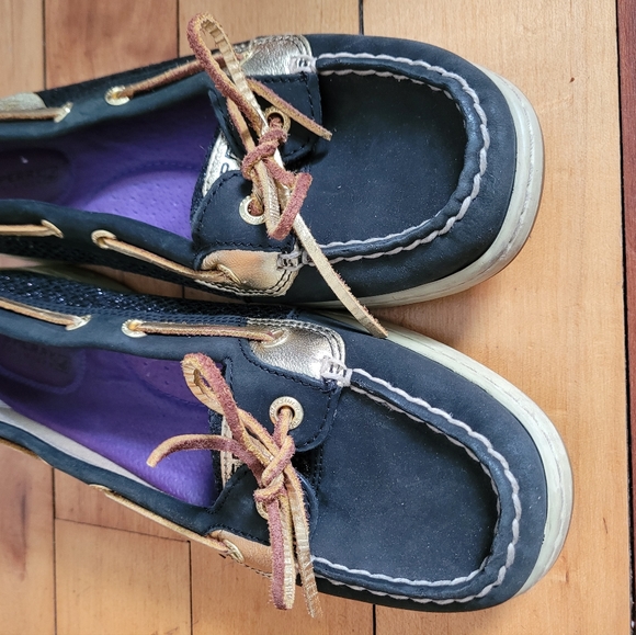 Sperry Topsider Black Sequins and Gold 1-Eye Boat Shoe - Picture 9 of 10
